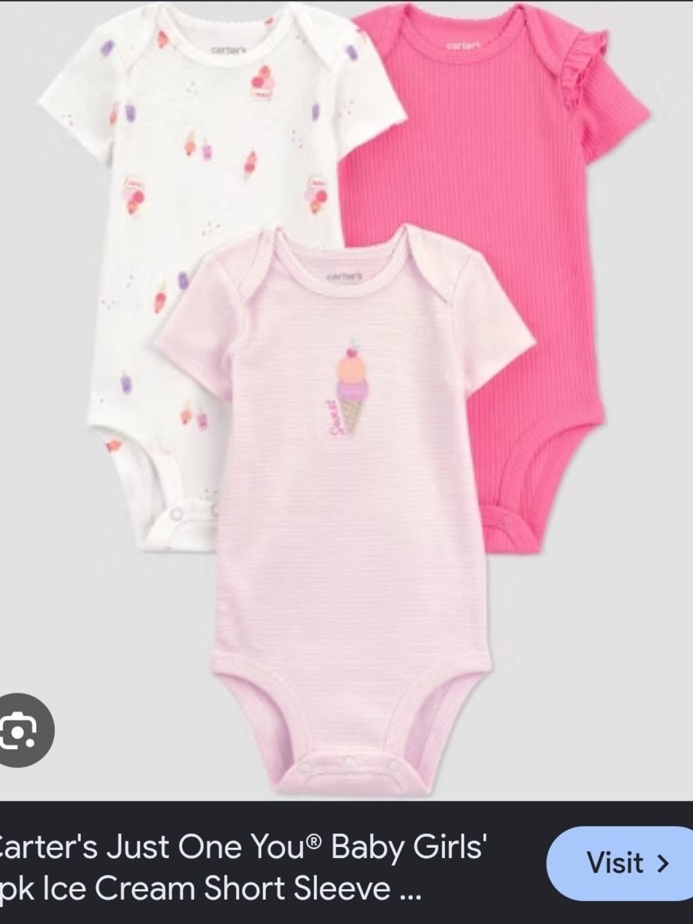 Carter's Baby Girls' Ice Cream Short Sleeve One-Piece Set - Pink & White